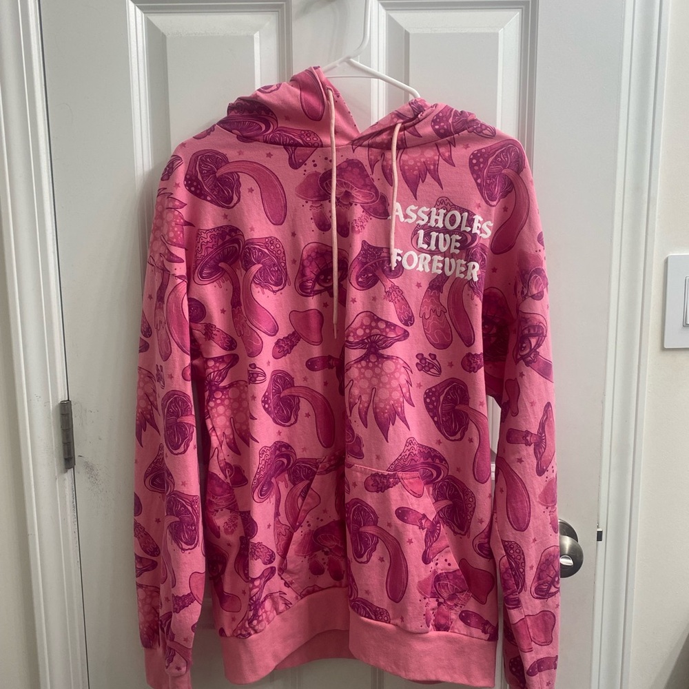 Pink Graphic Mushroom Hoodie